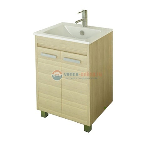 Тумба Comforty Марио-60 сосна лоредо с раковиной Quadro 60