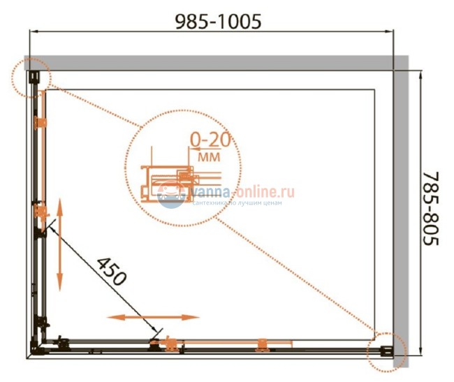 Душевой уголок Cezares Relax RELAX-AH-2-100/80-C-Bi, 100 х 80 см, стекло прозрачное, цвет профиля белый