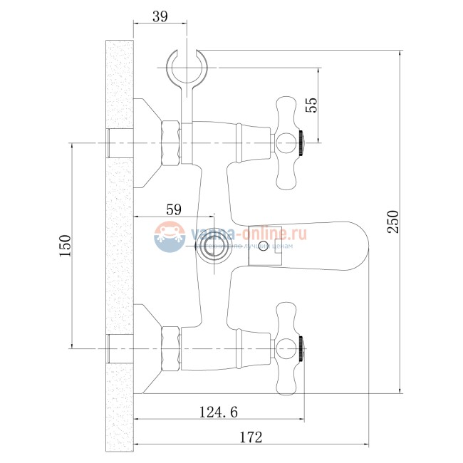 Смеситель Rossinka H02-83 для ванны и душа Смеситель Rossinka H02-83 для ванны и душа