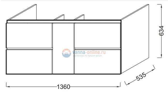 Тумба под раковину Jacob Delafon SOPRANO 140х65 черное дерево, EB1335-E15