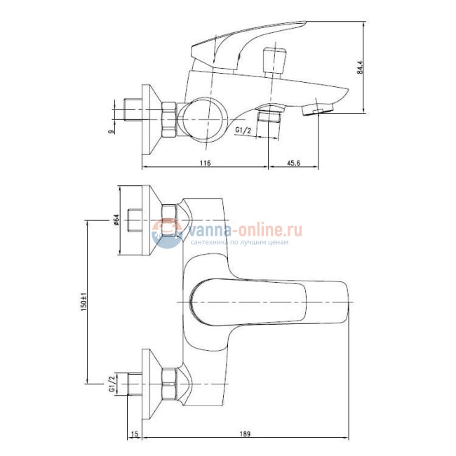 Смеситель Aquanet Techno SD90881 (187208) для ванны и душа Смеситель Aquanet Techno SD90881 (187208) для ванны и душа