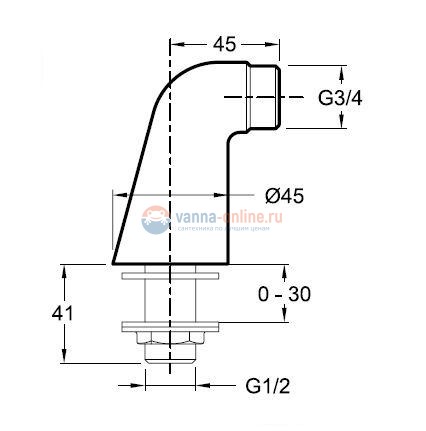 Ножки для смесителя Jacob Delafon E75456-CP, 1/2' и 3/4', хром (комплект 2 шт.)