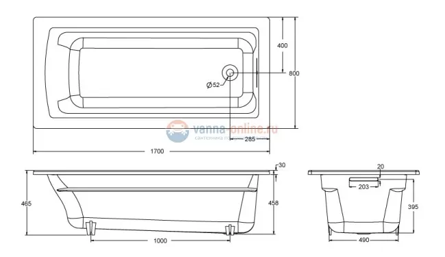 Чугунная ванна Jacob Delafon Archer 170x80 E6D904-0, с антискользящим покрытием, без отверстий для ручек Чугунная ванна Jacob Delafon Archer 170x80 E6D904-0, с антискользящим покрытием, без отверстий для ручек