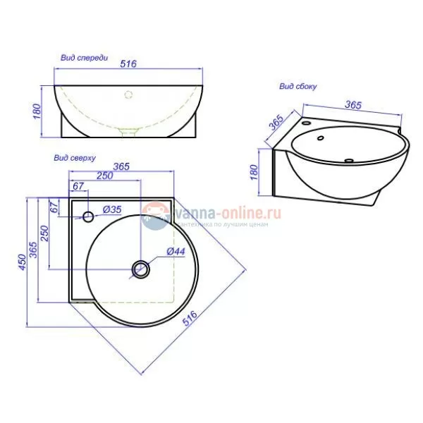 Раковина Aqwella Дельта 46 см 4640021061435 угловая Раковина Aqwella Дельта 46 см 4640021061435 угловая