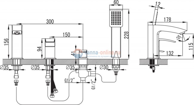 Смеситель Iddis Vane VANSB40I07 на борт ванны Смеситель Iddis Vane VANSB40I07 на борт ванны