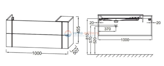 Тумба под раковину Jacob Delafon Nouvelle Vague 100 EB3031-S24, с выступом, цвет - жасмин сатин