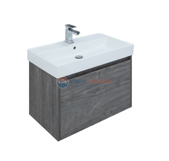 Тумба с раковиной Aquanet Nova Lite 60, 1 + 1 ящик в ящике, дуб рошелье