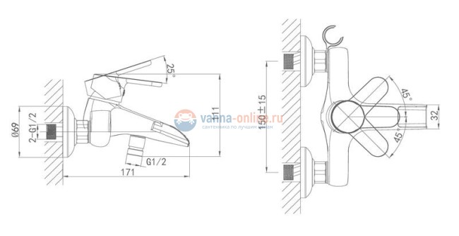 Смеситель D&K Rhein Marx DA1393501 для ванны Смеситель D&K Rhein Marx DA1393501 для ванны