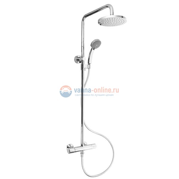 Душевая система Jacob Delafon July E45716-CP с термостатическим смесителем, верхний душ круглый Душевая система Jacob Delafon July E45716-CP с термостатическим смесителем, верхний душ круглый