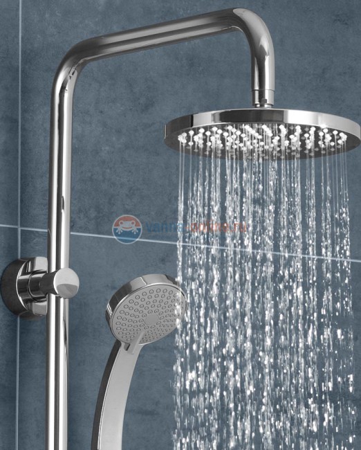 Душевая система Jacob Delafon July E45716-CP с термостатическим смесителем, верхний душ круглый Душевая система Jacob Delafon July E45716-CP с термостатическим смесителем, верхний душ круглый