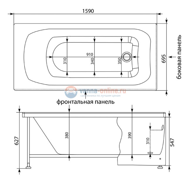 Ванна акриловая Aquanet Roma 00204027 160 x 70 см