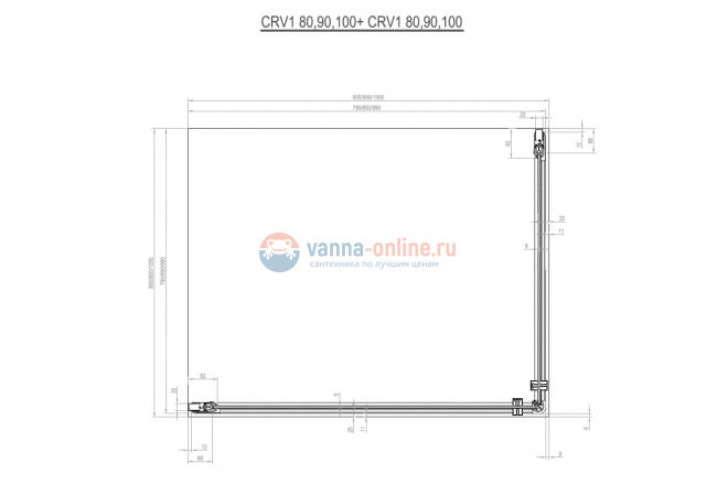 Душевой уголок Ravak Chrome CRV1+CRV1 80 x 80 см профиль сатин, стекло Транспарент Душевой уголок Ravak Chrome CRV1+CRV1 80 x 80 см профиль сатин, стекло Транспарент