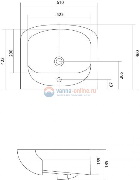 Раковина Акватон Акварель, 60 см, 1WH110195