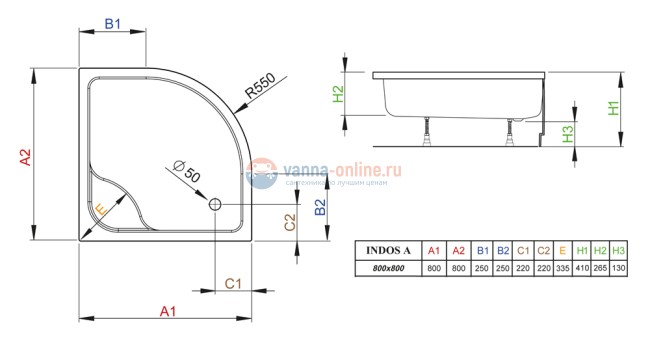 Поддон для душа Radaway Indos A800 Поддон для душа Radaway Indos A800