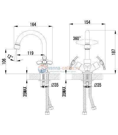 Смеситель Lemark Partner LM6547C для умывальника с поворотным изливом Смеситель Lemark Partner LM6547C для умывальника с поворотным изливом