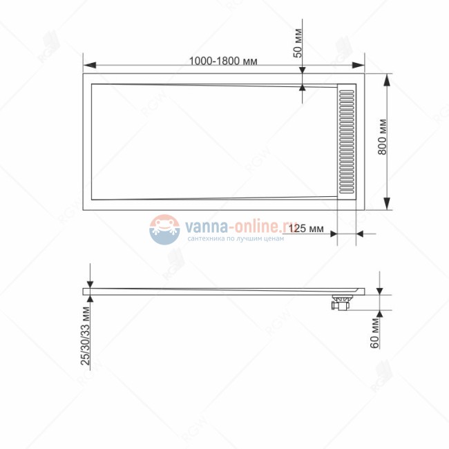Душевой поддон RGW STМ-118G 14202811-02 80 x 110 см, прямоугольный, цвет серый, из искусственного камня