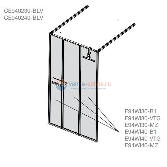 Душевое ограждение Jacob Delafon Nouvelle Vague 914 мм отдельностоящее, стекло прозрачное