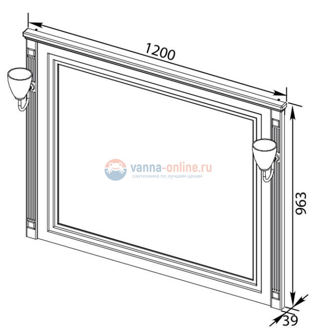 Зеркало Aquanet Паола 120 00186105, цвет белый патина-золото