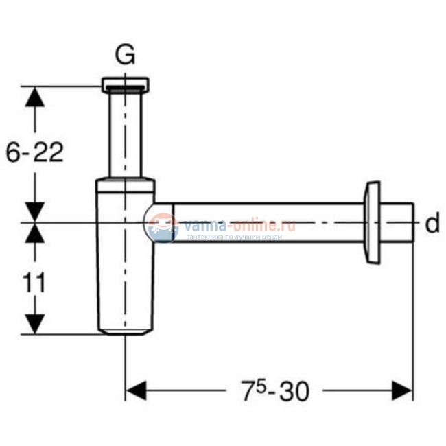 Сифон для раковины Geberit Uniflex 151.034.11.1, белый, Ø32
