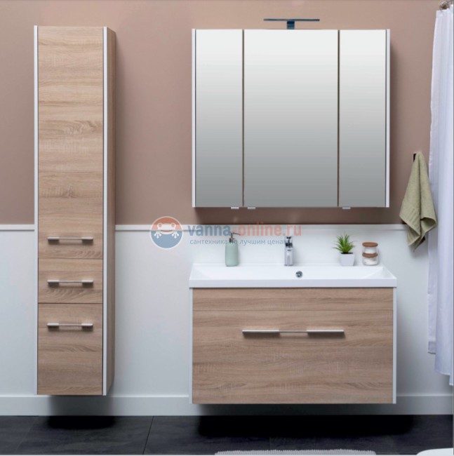 Тумба под раковину Aquanet Августа 00210021 100 см подвесная, цвет дуб сонома