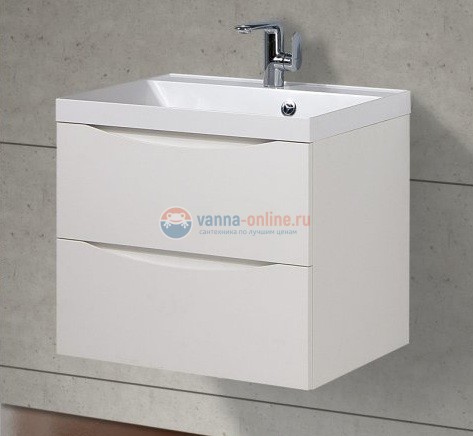 Тумба с раковиной BelBagno Marino MARINO-650-2C-SO-BL-P, 65 х 45 х 55 см, Bianco Lucido - белый глянец