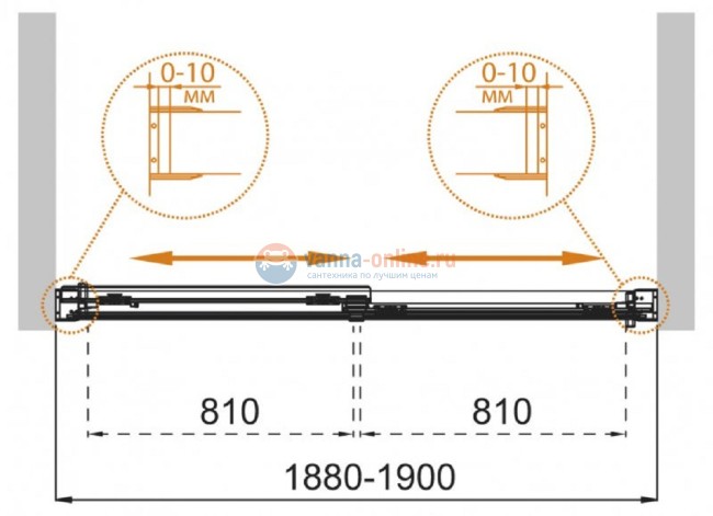 Шторка на ванну Cezares Tandem-soft TANDEM-SOFT-VF-2-190/145-C/P-Cr-IV, 190 х 145 см, стекло прозрачное/матовое, цвет профиля хром