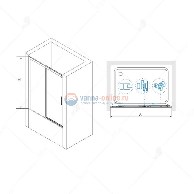 Шторка на ванну RGW SC-45 B, 34114518-14, 180 x 150 см стекла прозрачные, профиль черный