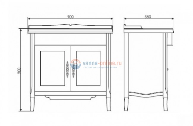 Тумба с раковиной Comforty Версаль 3130383 90 см, с раковиной Comforty JS90, напольная, слоновая кость