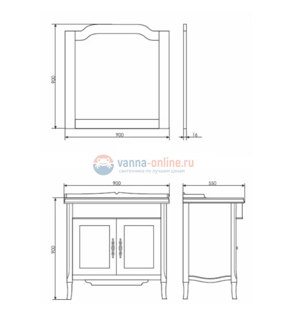Тумба с раковиной Comforty Версаль 3130383 90 см, с раковиной Comforty JS90, напольная, слоновая кость
