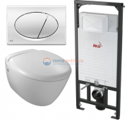 Инсталляция Alcaplast с унитазом Jacob Delafon Presquile E4440-00, сиденьем микролифт клавиша хром, комплект Инсталляция Alcaplast с унитазом Jacob Delafon Presquile E4440-00, сиденьем микролифт клавиша хром, комплект