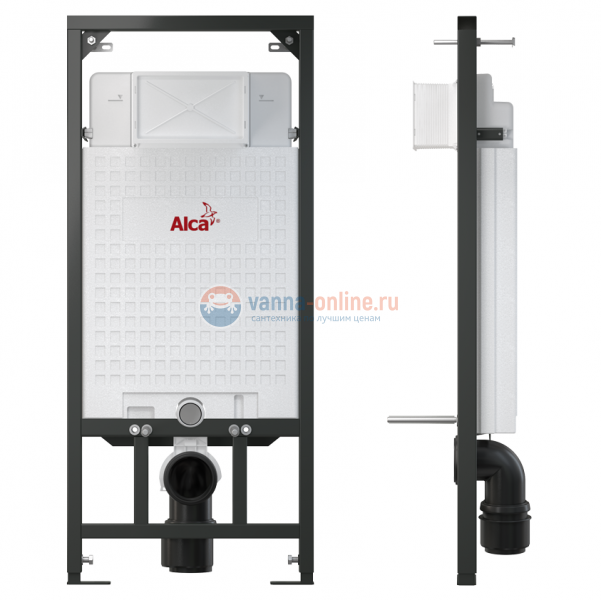 Инсталляция Alcaplast с унитазом Jacob Delafon Presquile E4440-00, сиденьем микролифт клавиша хром, комплект