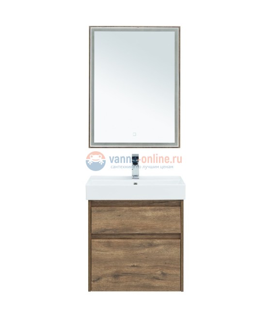 Тумба с раковиной Aquanet Nova Lite 60, 2 ящика, дуб рустикальный