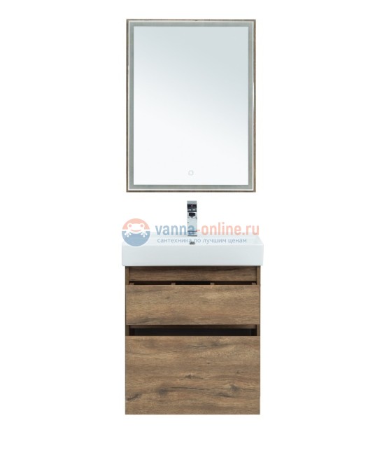 Тумба с раковиной Aquanet Nova Lite 60, 2 ящика, дуб рустикальный