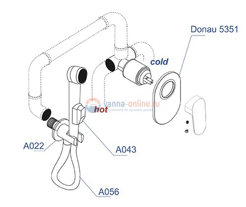 Гигиенический душ WasserKRAFT А11056 , шланг 100 см Гигиенический душ WasserKRAFT А11056 , шланг 100 см