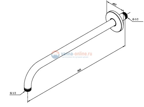 Кронштейн Jacob Delafon Eo E10039-CP настенный, хром, 1/2', 400 мм Кронштейн Jacob Delafon Eo E10039-CP настенный, хром, 1/2', 400 мм