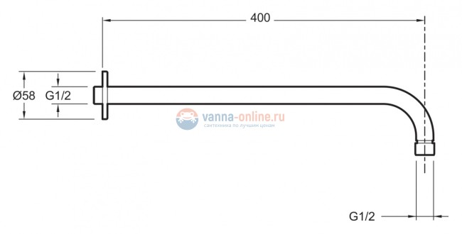 Кронштейн Jacob Delafon Eo E10039-CP настенный, хром, 1/2', 400 мм Кронштейн Jacob Delafon Eo E10039-CP настенный, хром, 1/2', 400 мм