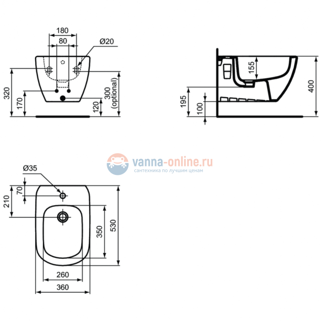 Промо-набор 2 в 1 биде T355201 TESI и инсталляцией PROSYS R016267