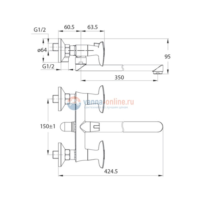 Смеситель Iddis Copter COPSBL2i10WA с длинным изливом, для ванны и душа, хром Смеситель Iddis Copter COPSBL2i10WA с длинным изливом, для ванны и душа, хром