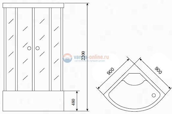 Душевая кабина Timo T-1190 P, без электрики и гидромассажа, 90 x 90 см (Standart)