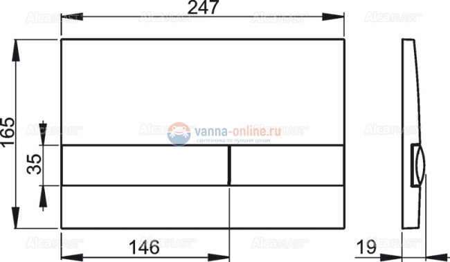 Клавиша смыва AlcaPlast M1713, хром глянцевый/матовый