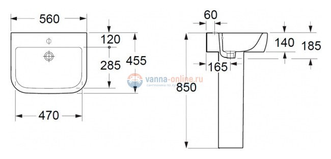 Раковина BelBagno Alpina BB10100L, 56*45,5*85 см