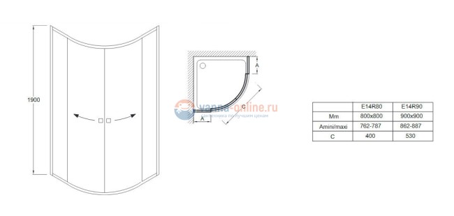 Душевой уголок Jacob Delafon Serenity E14R90-GA, 90 х 90 х 190 см, стекло прозрачное Душевой уголок Jacob Delafon Serenity E14R90-GA, 90 х 90 х 190 см, стекло прозрачное