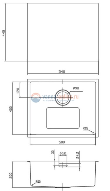Кухонная мойка Iddis Edifice EDI54B0i77 54 x 44 x 20 см для подстольного монтажа, бронза