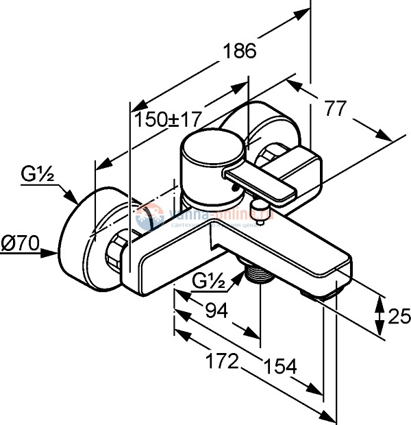 Смеситель Kludi Zenta 386708675 для ванны и душа, черный/хром