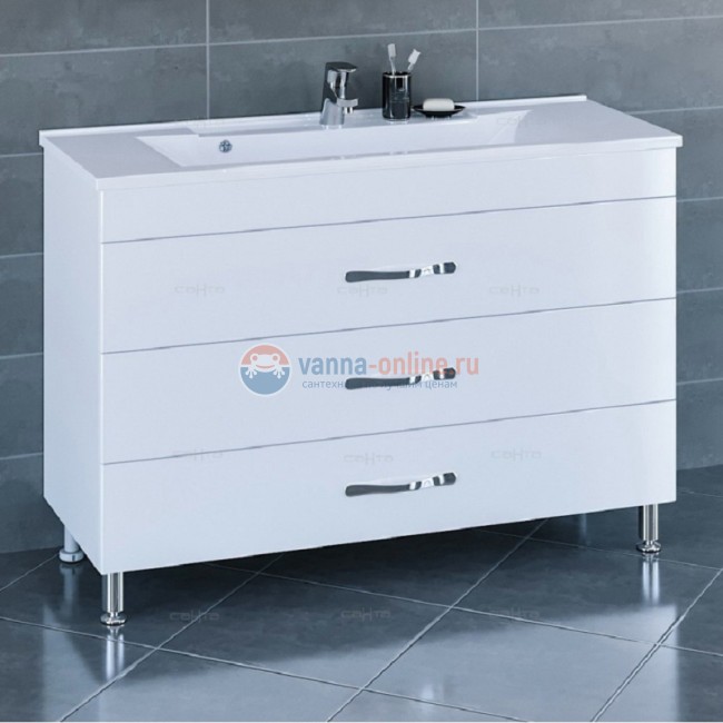 Тумба под раковину СаНта Виктория 120 NEW 700137N напольная, цвет белый Тумба под раковину СаНта Виктория 120 NEW 700137N напольная, цвет белый