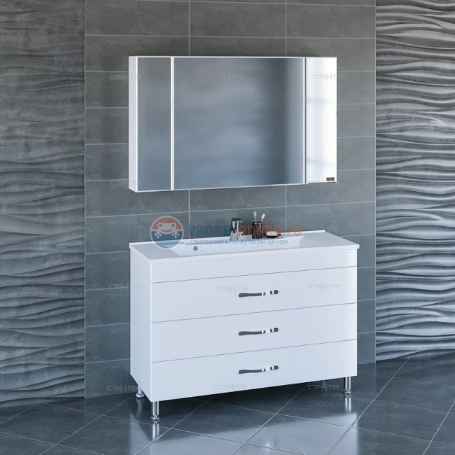 Тумба под раковину СаНта Виктория 120 NEW 700137N напольная, цвет белый Тумба под раковину СаНта Виктория 120 NEW 700137N напольная, цвет белый