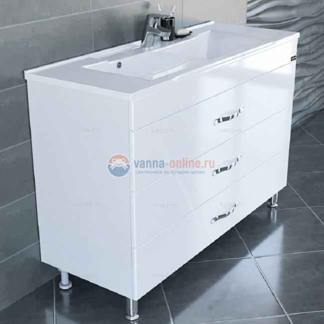 Тумба под раковину СаНта Виктория 120 NEW 700137N напольная, цвет белый Тумба под раковину СаНта Виктория 120 NEW 700137N напольная, цвет белый