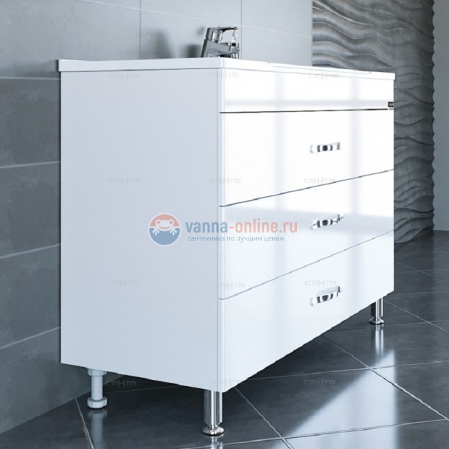 Тумба под раковину СаНта Виктория 120 NEW 700137N напольная, цвет белый Тумба под раковину СаНта Виктория 120 NEW 700137N напольная, цвет белый