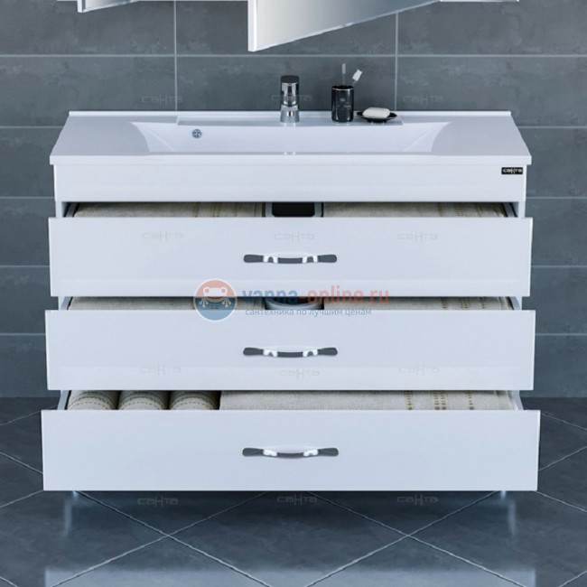 Тумба под раковину СаНта Виктория 120 NEW 700137N напольная, цвет белый Тумба под раковину СаНта Виктория 120 NEW 700137N напольная, цвет белый