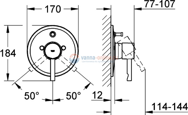Смеситель Grohe Essence 19286000 для душа встраиваемый, внешняя часть Смеситель Grohe Essence 19286000 для душа встраиваемый, внешняя часть